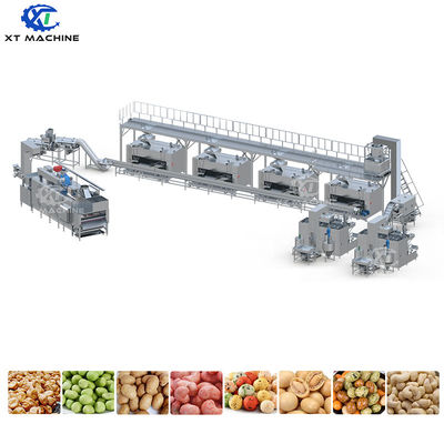 500-1000kg/h السعة الصف الغذائي الفولاذ المقاوم للصدأ 304 آلة طلاء الفول السوداني مع تحكم PLC لخط معالجة المكسرات