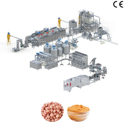 خط إنتاج زبدة الفول السوداني / زبدة الجوز الكاشيو / زبدة الفستق الآلي بالكامل 200-2000kg / h و PLC Control