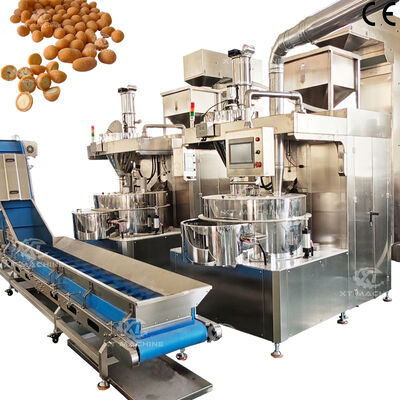 500kg/h-1000kg/h آلة طلاء الفول السوداني الآلية مغطاة آلة صنع الفول السوداني مع نظام تحكم PLC لمصنع الوجبات الخفيفة