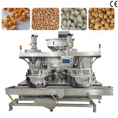 600-800 كجم / ساعة PLC التحكم في الفول السوداني الكاجو آلة طلاء أوتوماتيكية للطلاء الموحد للوجبات الخفيفة من الجوز