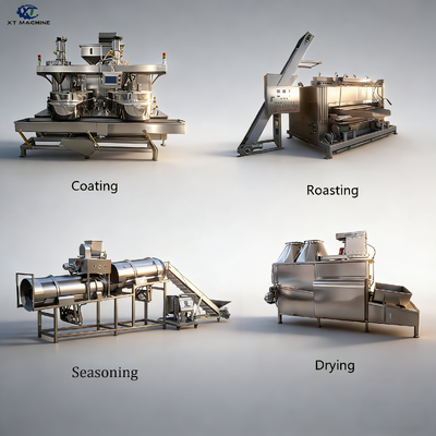 500-1000kg/h SUS304 آلة طلاء الفول السوداني مع نظام تحكم محمول من سيمنز لخط معالجة الفول السوداني