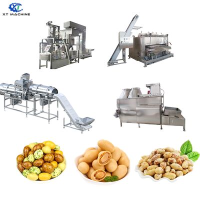 500-1000kg/h سعة طلاء الفول السوداني وتحميص خط معالجة مع SUS304 الصف الغذائي من الفولاذ المقاوم للصدأ والتحكم PLC
