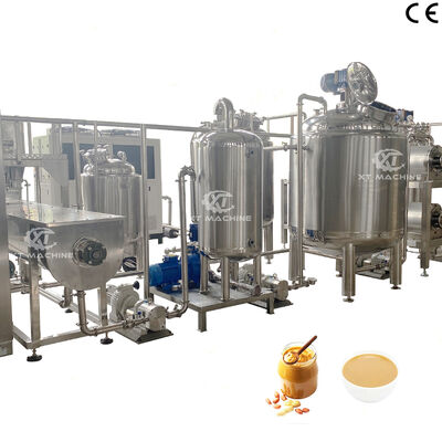 سعر جيد 500-2000kg/h خط إنتاج زبدة الفول السوداني التلقائي بالكامل آلة صنع معجون الفستق مع التحكم بالبرنامج PLC الانترنت