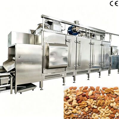 سعر جيد آلة تحميص المكسرات المستمرة 300-500kg / h آلة تحميص دقيق الشوفان مع التحكم في PLC وبناء من الفولاذ المقاوم للصدأ 304 لمصانع معالجة المكسرات الانترنت
