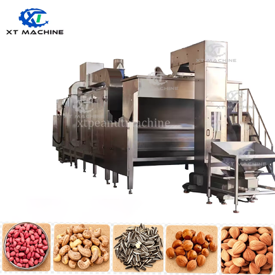 304 الصلب المقاوم للصدأ الحزام المستمر محمص الجوز مع التحكم في PLC و 3000kg / h القدرة على حرق الفول السوداني / البذور / اللوز / كاشيو